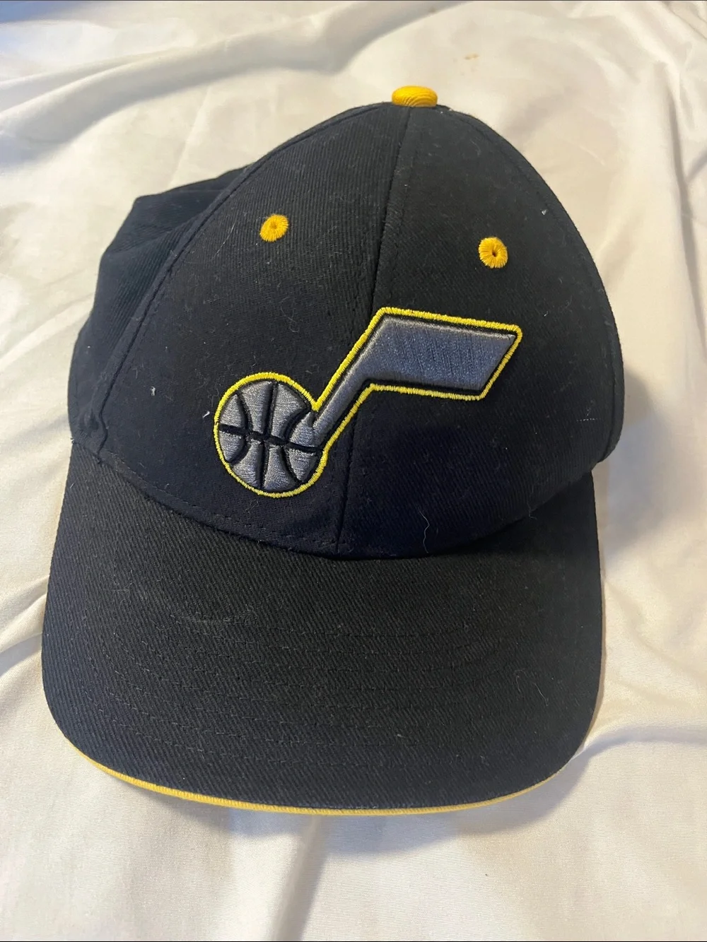 Kids Black and Yellow Basketball Logo Baseball Cap
